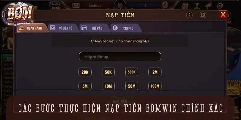 Quy trình tham gia nạp tiền vào tài khoản với 3 bước