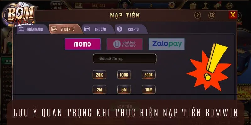 Ghi nhớ các thông tin quan trọng để nạp tiền thành công