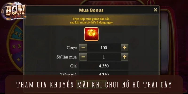 Sử dụng khuyến mãi đi kèm khi vào game